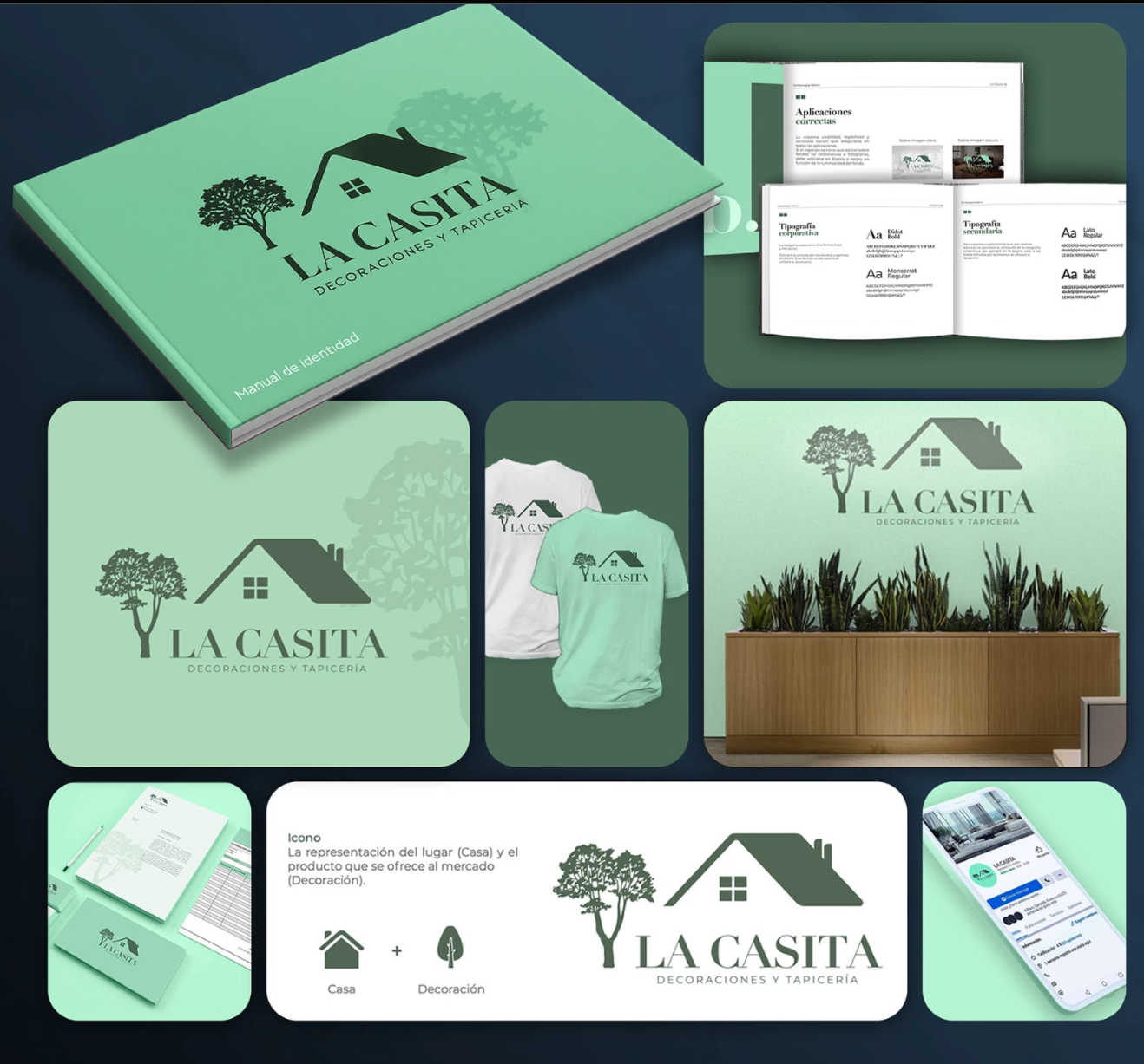 Manual y aplicaciones de identidad visual creadas para La Casita