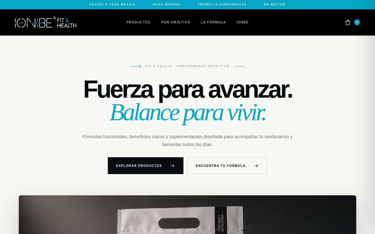 Vista del sitio web de IONBE