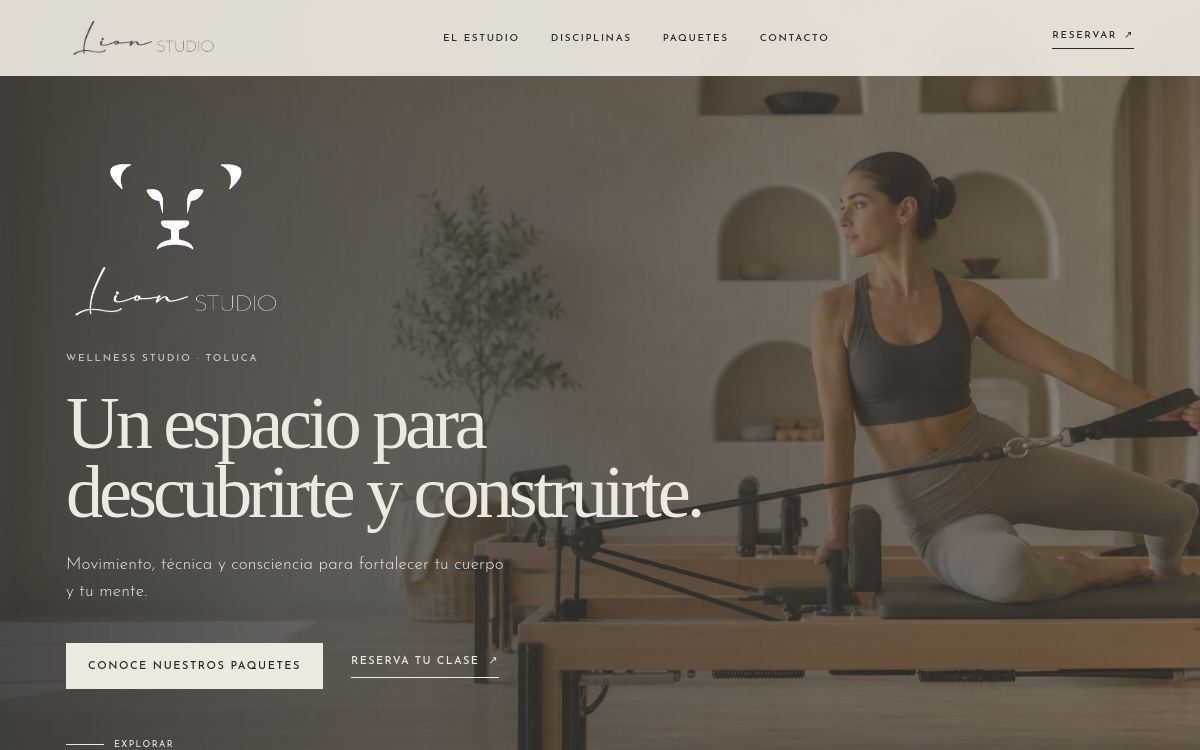 Vista del sitio web de Lion Studio