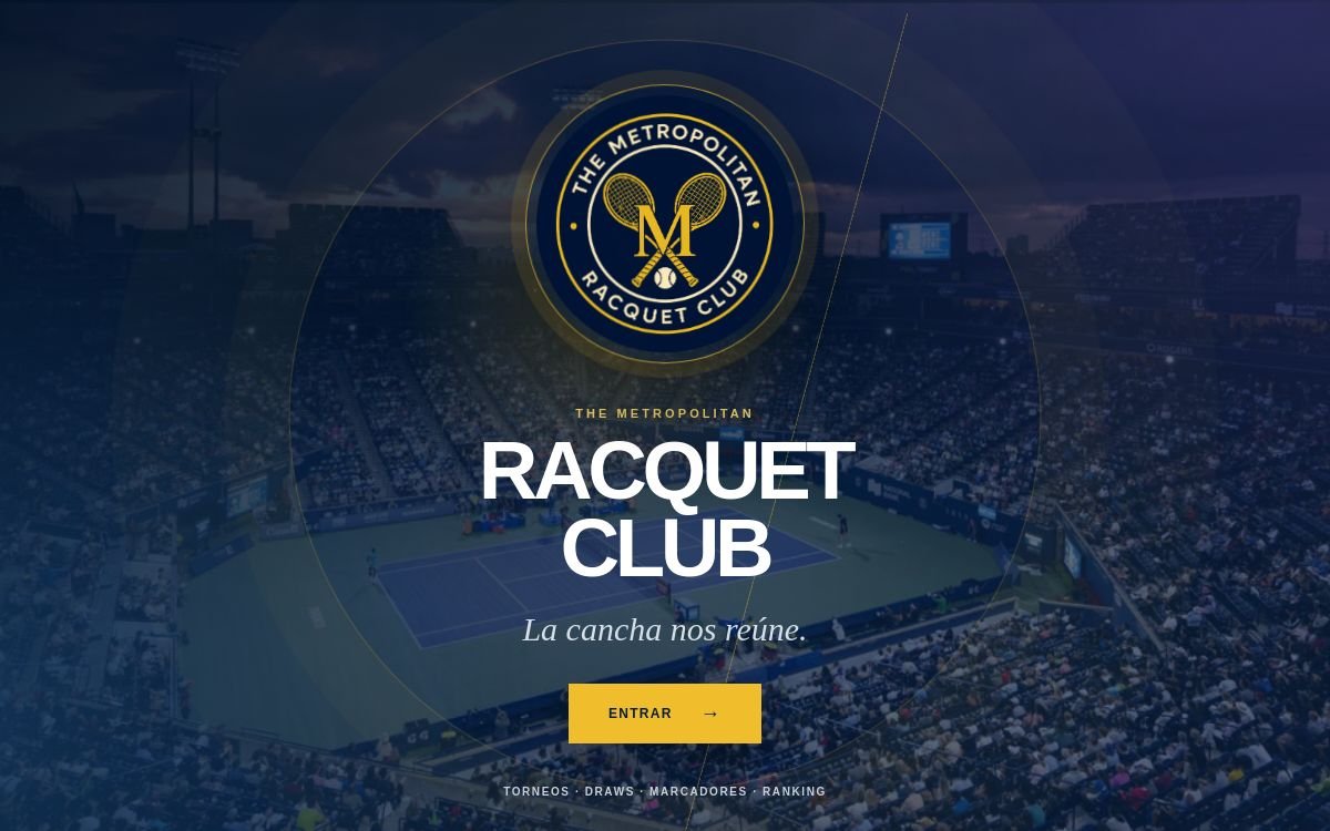 Vista del sitio web de Racquet Club
